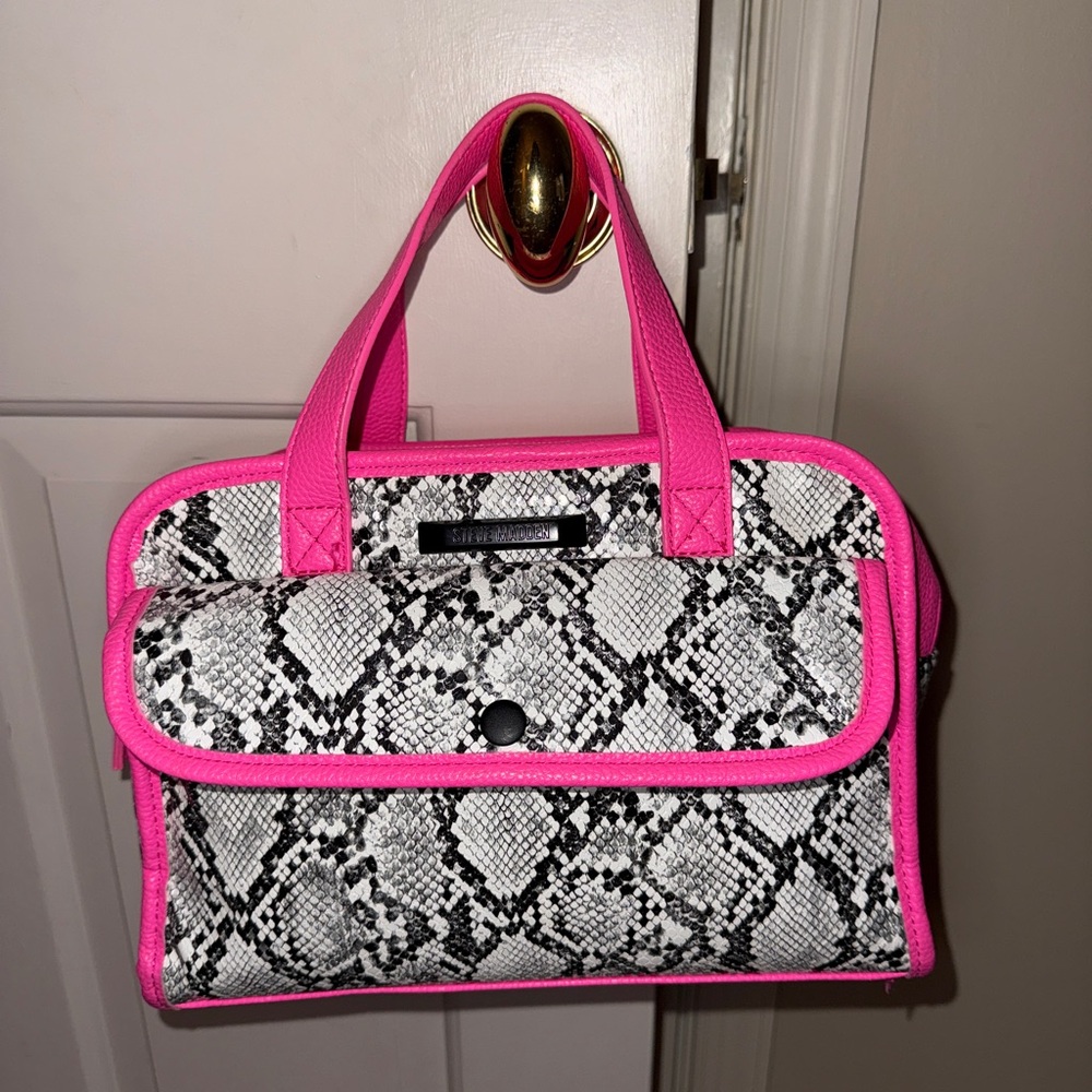 Steve Madden Pink and Black Snakeskin Tote - Picture 2 of 12